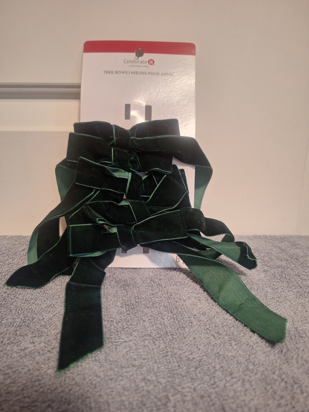 Celebrate It Dark Green Velvet Tree Bows - Set of 5